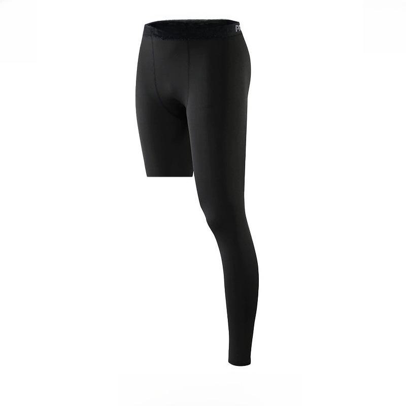 Men's One-Leg Compression Fitness Shorts - Quick-Dry Nine-Point Basketball Leggings