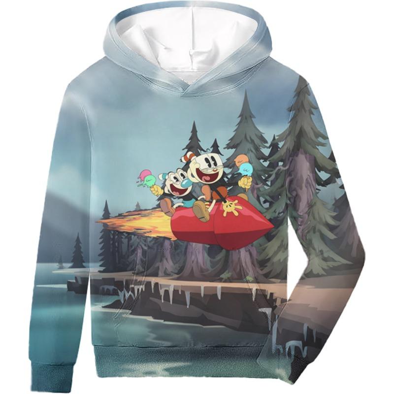 Cuphead Children s  Fleece 3D Print Hoodies Anime New Boysgirls 3D GAME Graphic Printing High Quality Comfortable Sweatshirts 3D Printed Tops 110