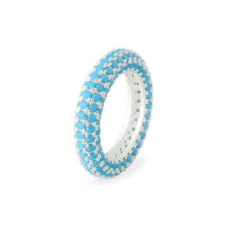 RAINDROP JEWELRY Raindrop Turquoise Donut Pave Eternity Ring [S925]