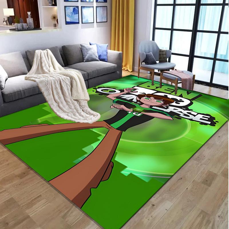 Ben 10 Cartoon Pattern Rug, Indoor/Outdoor Mat, for Picnic, Gameroom, Bedroom, Office, Living Room, Home Decor Carpet, Birthday Gift
