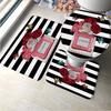 3pcs Set Perfume Flower Butterfly Bath Mat Bathroom Rugs Anti Slip Black White Stripes Bathtub Side Mats Doormat Carpet Decor
