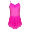 Girls Ballet Dresses Ballerina Practice Performance Ruched V Neck Spaghetti Straps Side Split Dress