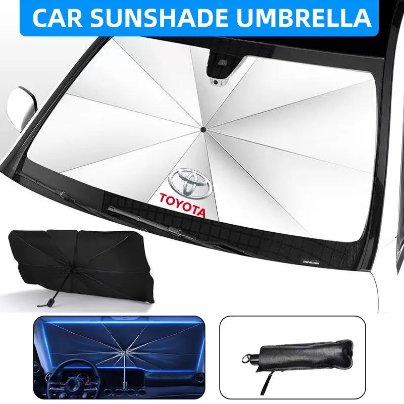 Radkappen Auto Logo Windschutzscheiben-Sonnenschutz Schirm für Toyota Chr Corolla Camry Rav4 Yaris Hilux Prius Avensis Auris Prado Verso Gaz