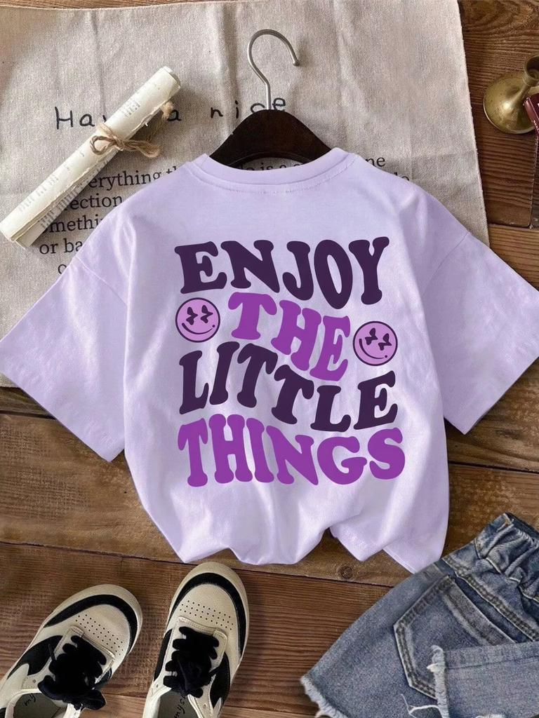 Cute childrens letter print cotton Tshirt casual and simple style suitable for childrens daily wear