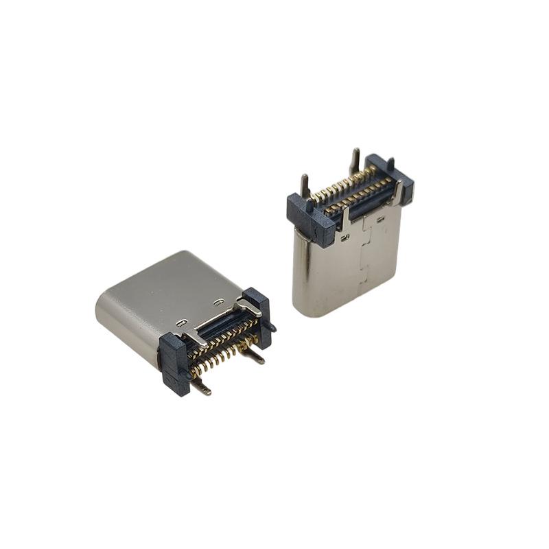 USB-C Female 24P Vertical SMD Fast-Charging Socket with High-Speed Transmission (9.3mm, 10mm, 10.5mm)