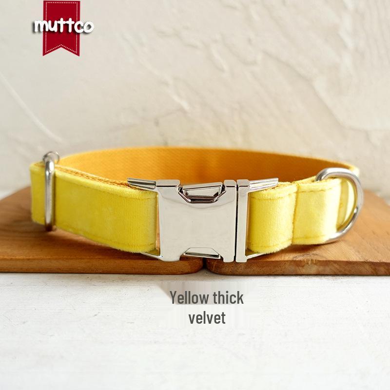 MUTTCO Self-Designed Yellow Thick Fleece Dog Collar - Soft, Comfortable, UDC-145 Extra Small