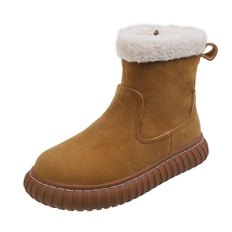 

Натуральная мягкая кожа зима новые толстоподошвенные бархатные зимние сапоги женские зимние с круглым носком большая хлопковая обувь теплые повседневные короткие сапоги 40 коричневый