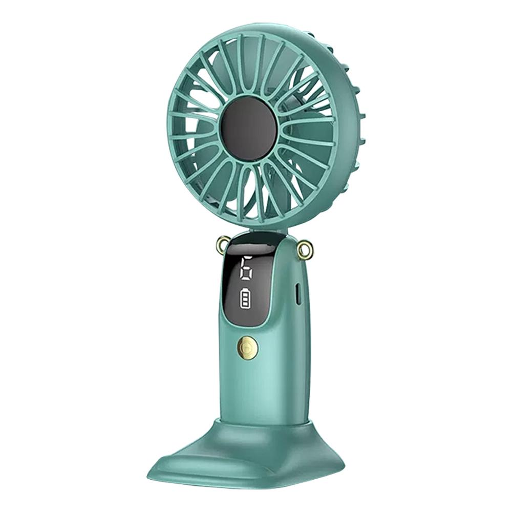 Foldable USB Mini Fan  6 Speeds  Rechargeable  Neck Hanging  Built In Phone Stand  LCD Display  Portable Cooling