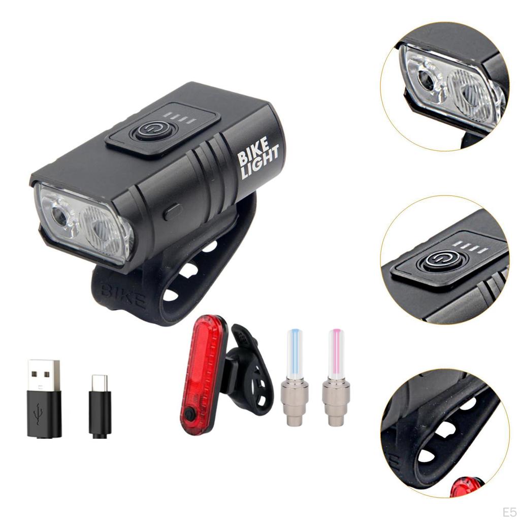 Bicycle Front and Back Rear Light 2 LED Bike Headlight Taillight Set Lights for Cycling