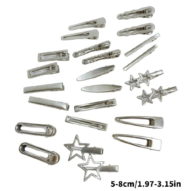 24Pieces Star Hair Clip Japanese 2000s Hairpin Side Barrette Anime Duckbill Clip Female Hair Shaping Decoration for Daily