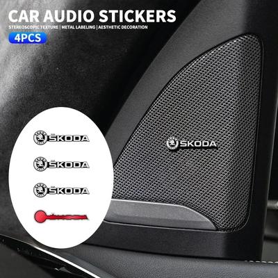 CAPR9 Car Styling Decal Aluminum Interior Speaker Audio Sticker For Octavia Fabia Superb Kamiq Kodiak Yeti Karoq Octavia RS