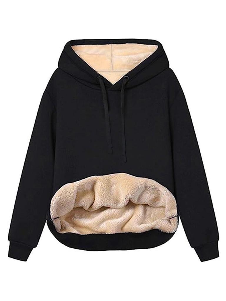 2023 Women's Winter Hooded Lambswool Pocket Sweatshirt Jacket
