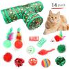 1 Set Christmas Cat Toys Cats Tunnel Rattle Ball Plush Mice Foldable 3-Way Tube Toy Interactive Play And Chew Toys for Indoor Cats And Kittens