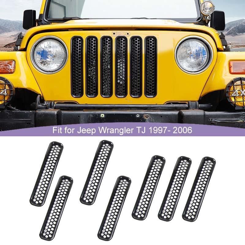 Car Front Hood Grille Ring Cover Protective Sticker For Jeep Wrangler TJ 1997-2006 Car Exterior Accessories 