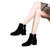 Round head matte short boots thick heel short boots autumn and winter velvet Martin boots short high heels