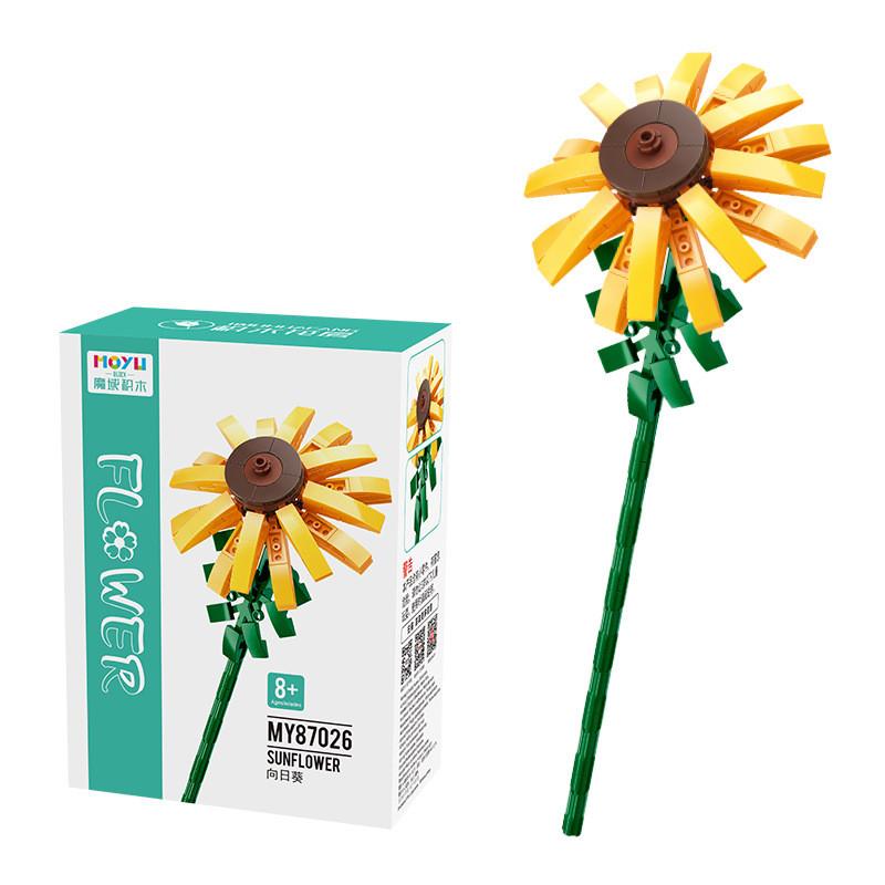Assembling Children Puzzle Building Blocks Flower Rose Lily Bouquet Model Toy
