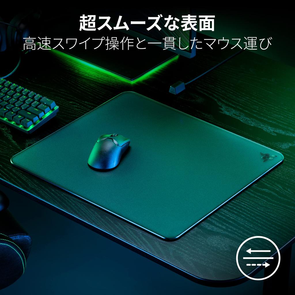 Razer Atlas Glass Gaming Mouse Pad for Frictionless Mouse Operation Premium Tempered Glass Surface Optimized for Optical Sensors with CNC Milling with