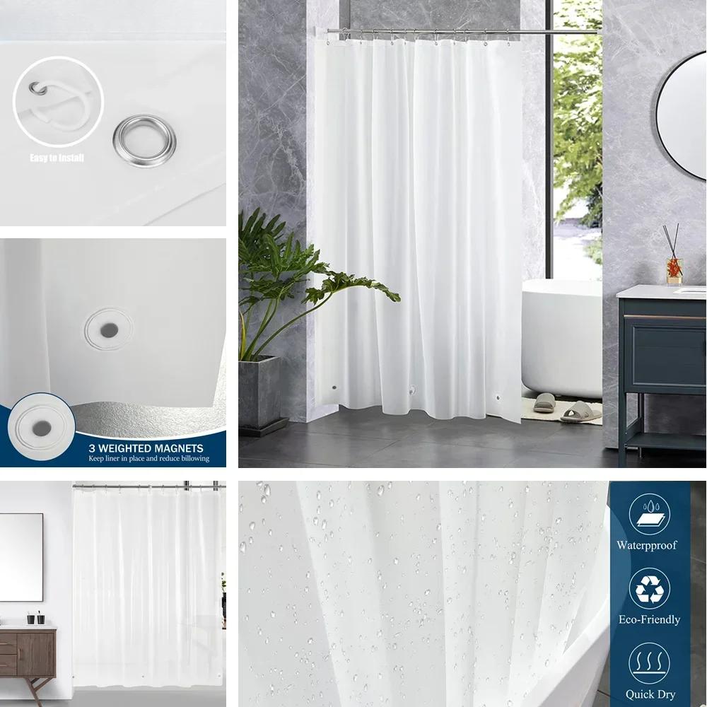 High Clear Shower Curtain Waterproof Transparent Curtains Liner Mildew PEVA Bath Curtains With Hooks Home PEVA Bathroom Decor
