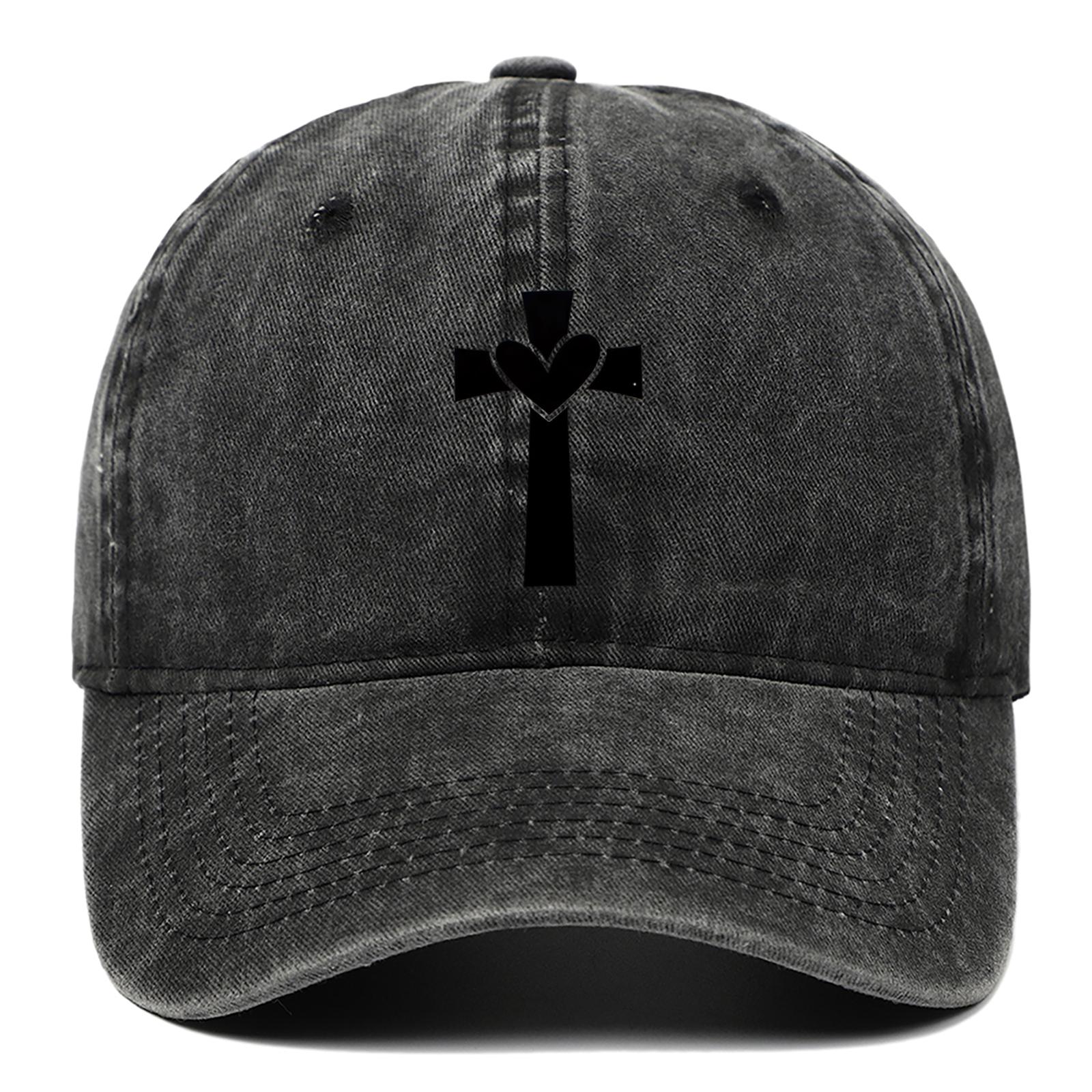Black Personalized Pattern Printed Baseball Hat Outdoor Activity Washed Duck Tongue Hat Suitable for Sunscreen and Sunshade Adjustable