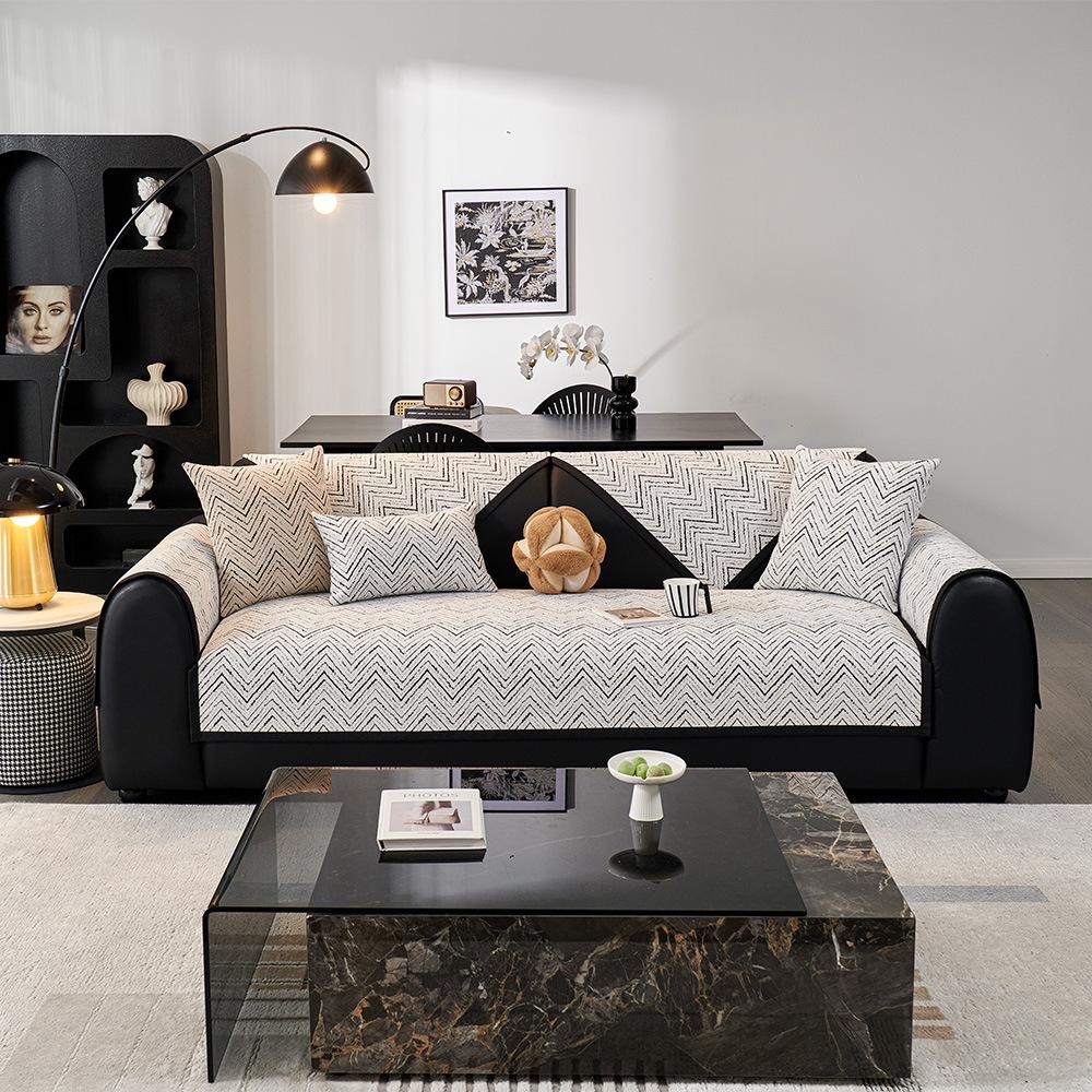 Premium Feeling Sofa Cushion Towel Universal Living Room Sofa Anti-slip Comfortable Sitting Cushion Full Cover Leather Sofa Cove
