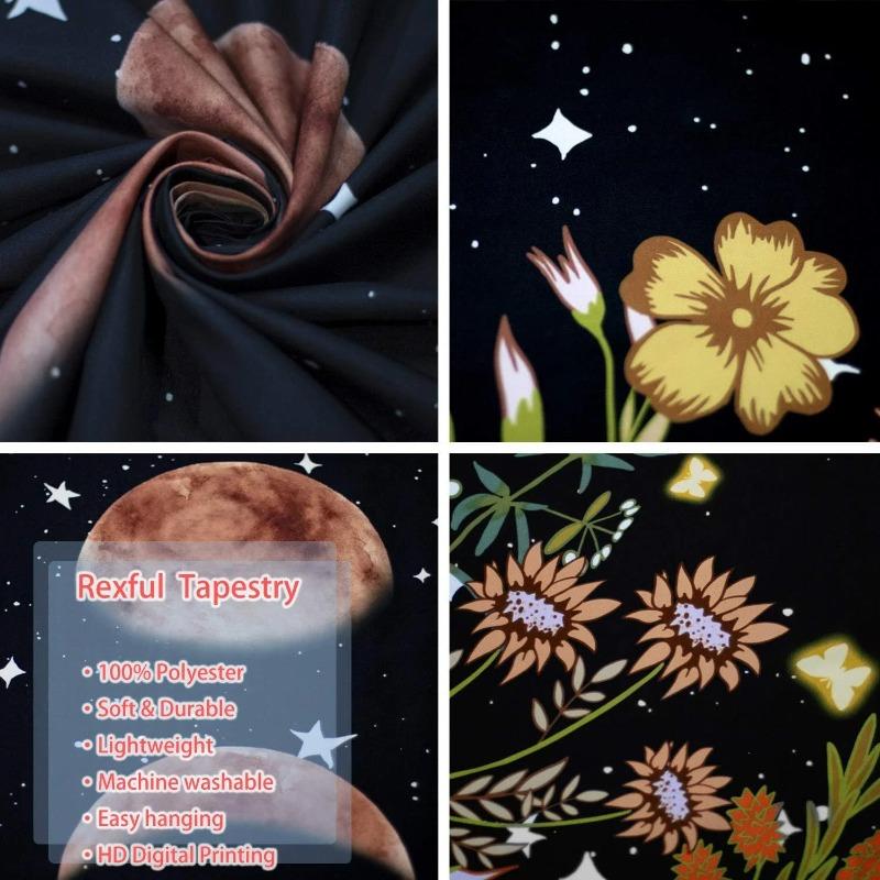 Moonlight Garden Tapestry Plants Flowers Ins Style Wall Hanging Waterproof Fade Proof Bedroom Room Wall Decor Home Decor