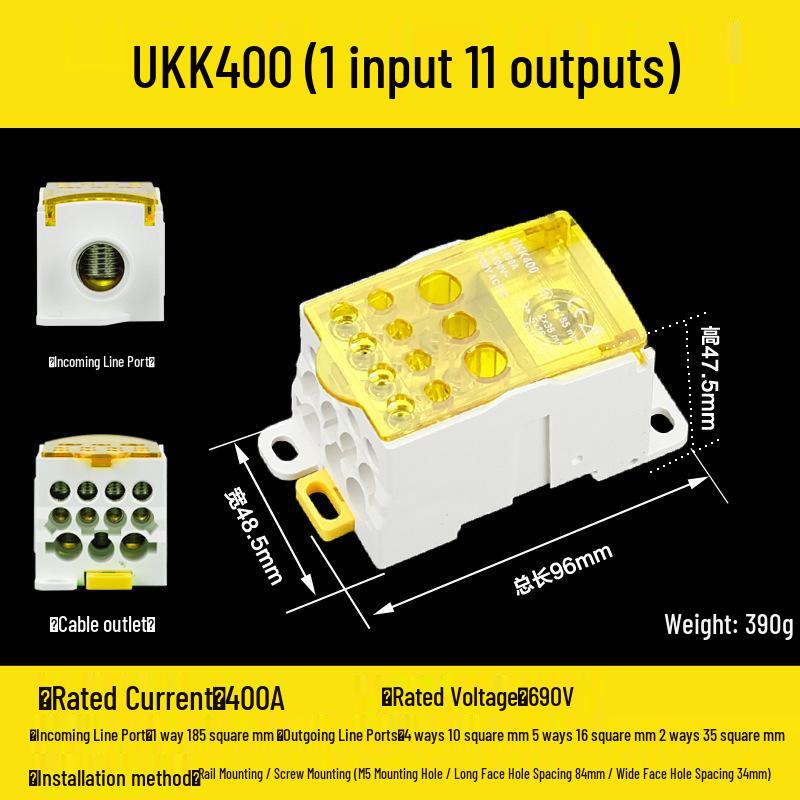 DIN Rail Multi-Out Terminal Block UKK80A-500A Neutral Blocks