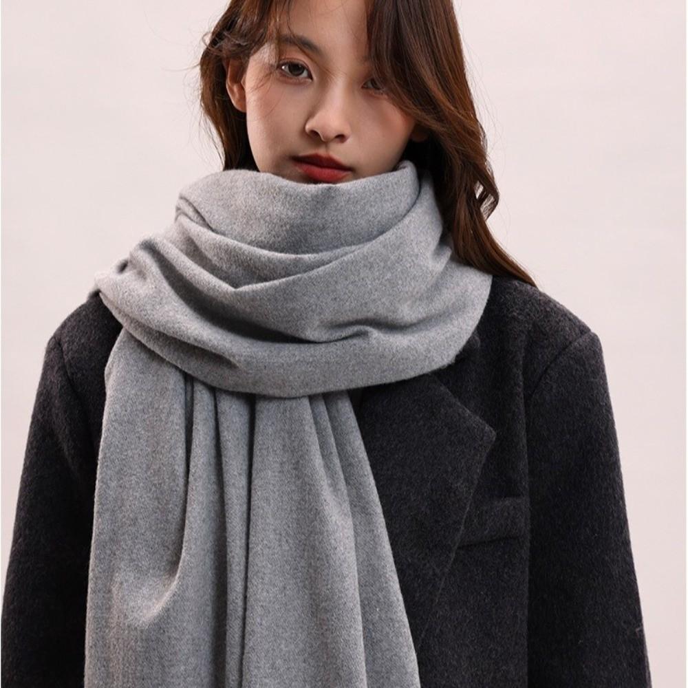 Korean Style Long Wool Scarf Thickened Winter Neckerchief Elegant Imitation Cashmere Scarf  Student