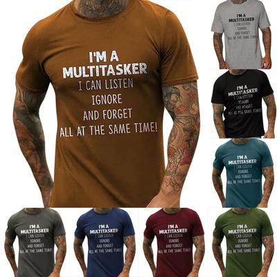 Sommer-Kurzarm-Pullover-T-Shirt-Oberteil aus schwarzer Baumwolle mit Rundhalsausschnitt und lockerem Druck