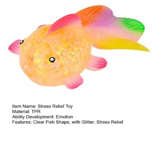 Klarer Goldfisch Quetschspielzeug Stressabbau Glitzer Mehrfarbiger Schwanzfisch Stress Zuckerball Sensorisches Spielzeug Weich Dekompression Fidget Spielzeug