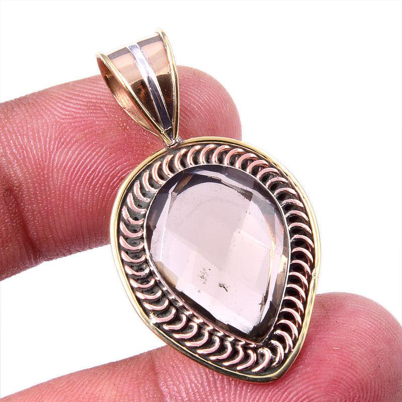 

Natural Smoky Quartz 925 Solid Sterling Silver TwoTone Gift Pendant 1.50 Y3K47