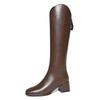 Autumn Winter Square Toe Middle Heel Women's Long Boots Leather Fleece-Lined Ladies Knee High Shaft Shoes New Rock Goth Boot