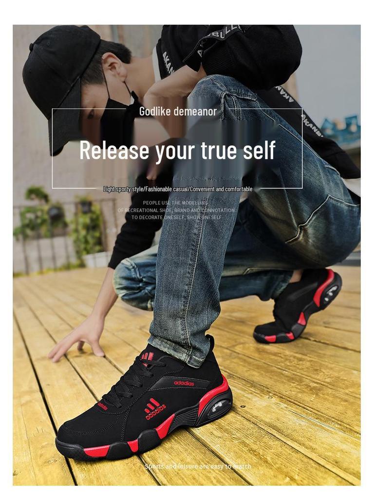 Adidas 2025 Men's Waterproof Leather & Mesh Running Shoes - Casual, Trendy, Versatile, Lightweight, and Official.