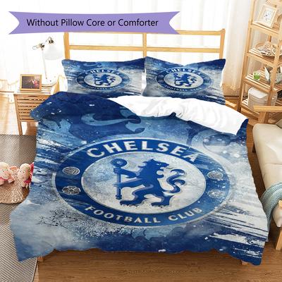 Chelsea FC Pattern Bedding Set Quilt Cover Pillowcase Home Decor Gift (1 * Duvet Cover + 2 * Pillowcase, Without Core)