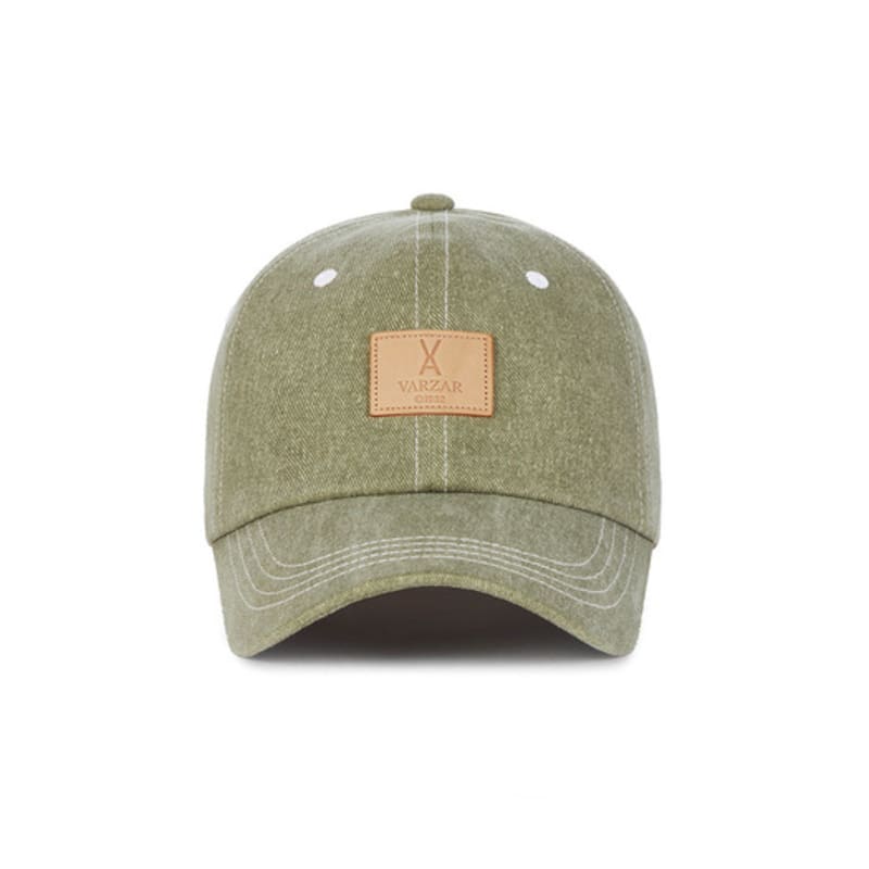 VARZAR VA Square Pigment Label Ball Cap Deep Green