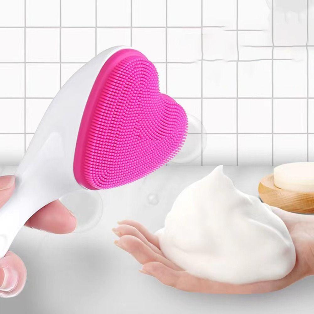 Silicone Facial Cleansing Brush Handheld Portable Cleaning Bath Brush Exfoliating Blackhead Removing Beauty Makeup Tool Girl