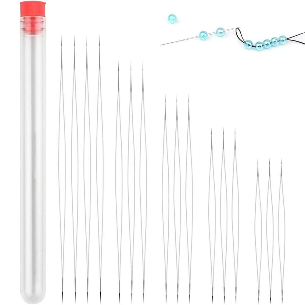 DIY Collapsible Big Eye Needles Long Straight Stainless Steel Seed Beads Needles Beading Needles