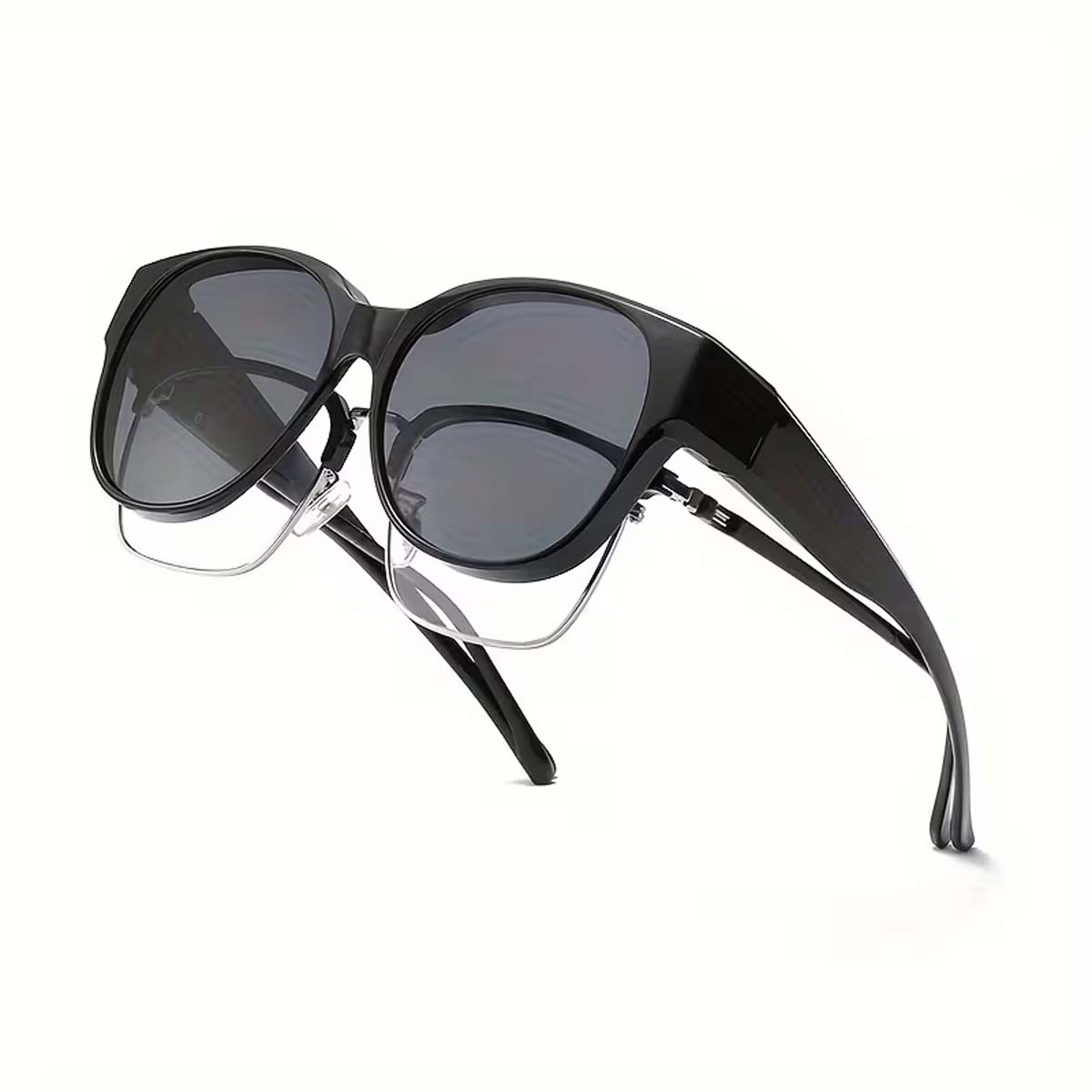 

Polarized Sunglasses Fit Over Glasses for Women, UV400 Protection Square Shades Extra Large Sun Glasses T03 black чёрный