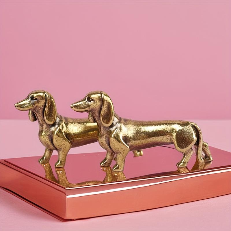 1 Piece of Small Retro Corgi Dog Sculpture, Manual Wax Loss Craft Dachshund, Desk Decoration, Pet Lovers - Classical Style Home