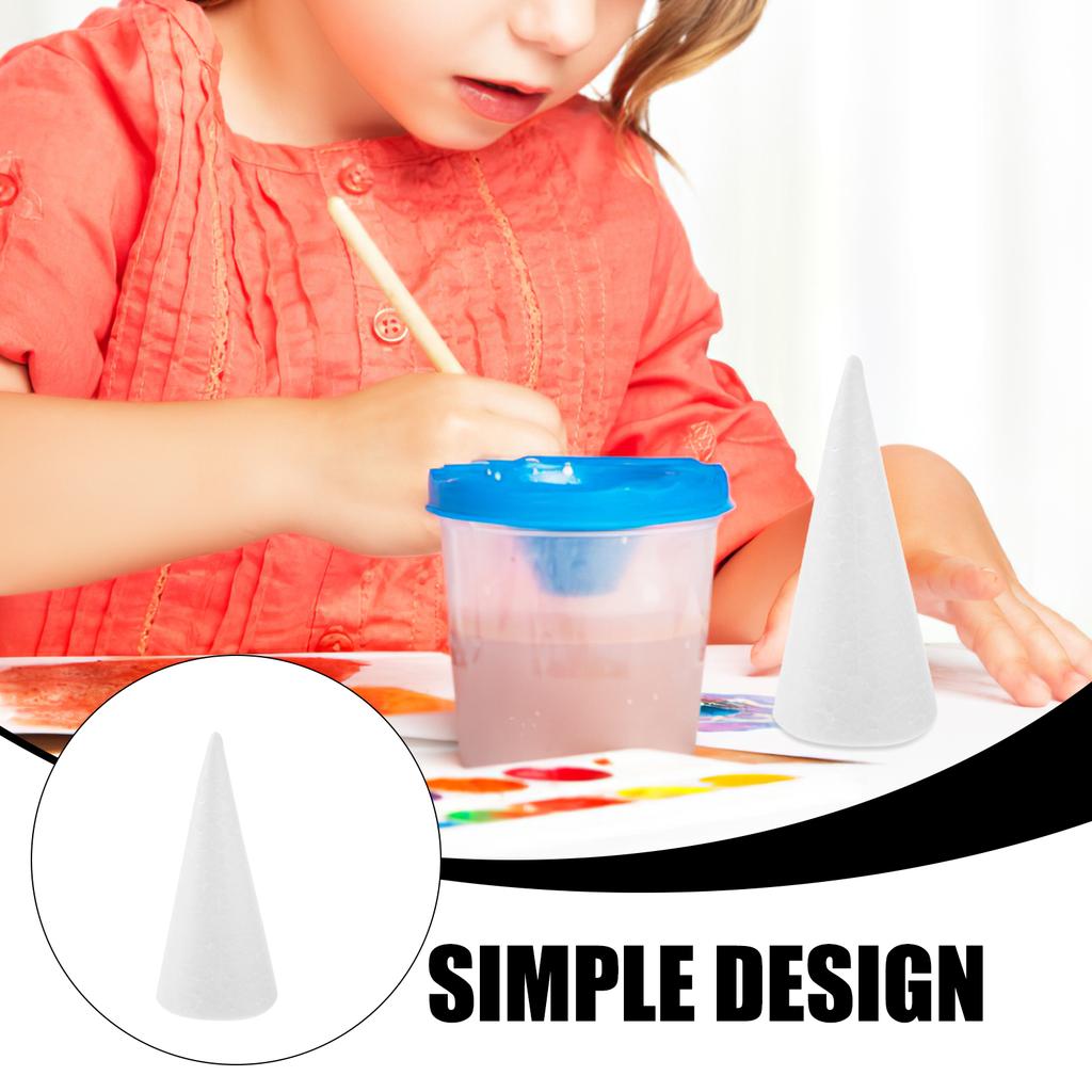 12pcs 10cm White Solid DIY Cone Children Handmade Toys For Girls Polystyrene Foam Tip Cone DIY Painting Home Craft Christmas