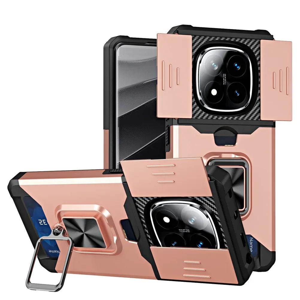 Custodia Cover Magnetica Antiurto per Xiaomi Redmi Note 14 Pro Plus 14C Note 14 Pro 5G 4G Protezione Fotocamera Con Slot Porta Carte