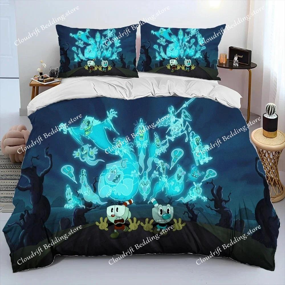 3D Print Game Cuphead Mugman Bedding Set Duvet Cover Bed Set Quilt Cover Pillowcase Comforter king Queen Size Boys Adult