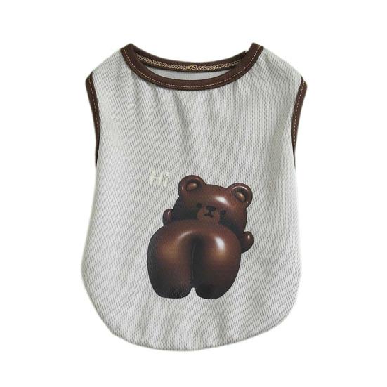 

Новый жилет для домашних животных, маленькое платье, дышащий маленький костюм с милым медведем и принтом, летний средний жилет для щенков и котят, товары для домашних животных 2XL серый