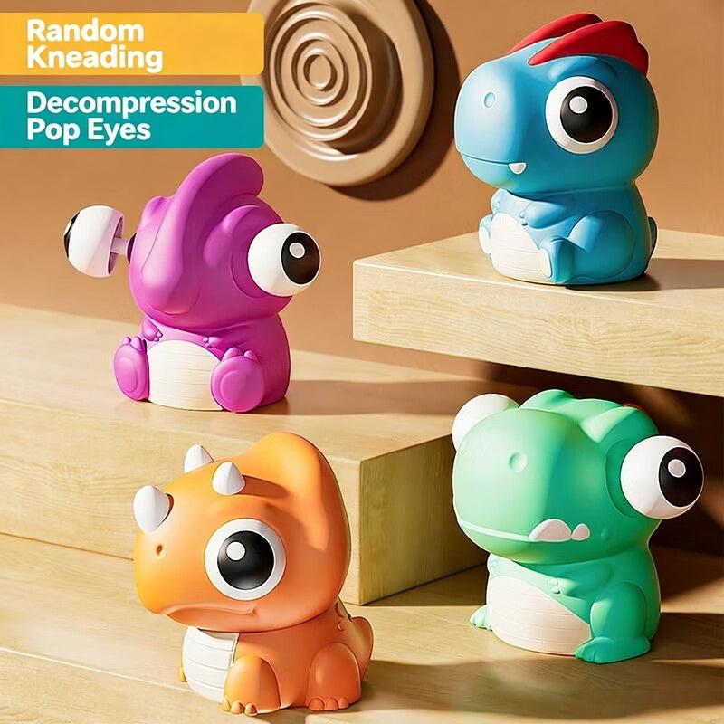 Popping Dinosaur Squeeze Toy Stress Relief Fidget Toy featuring Googly Eyes Soft Rubber Popping Eyes Squeeze Toy