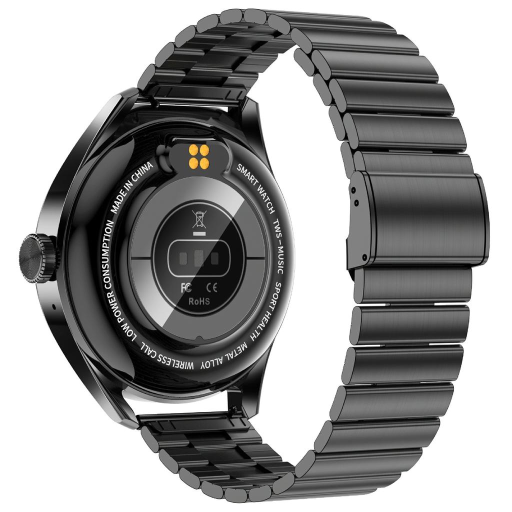 D9 Steel Strap Smart Watch with Earbuds Bluetooth-compatible 5.3 Heart Rate Monitor NFC Touch Screen Fitness Tracker