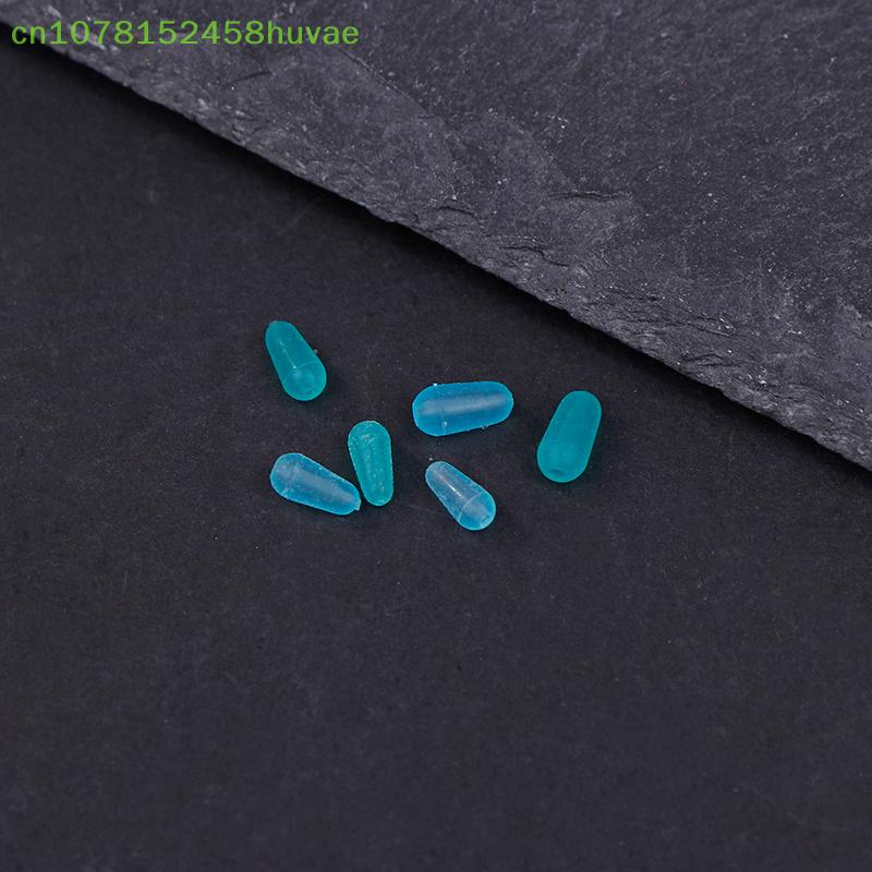 100 Pcs/lot High Quality Silicone Space Beans Sea Carp Fly Fishing Blue Rubber Oval Stopper Fishing Float Fishing Bobber
