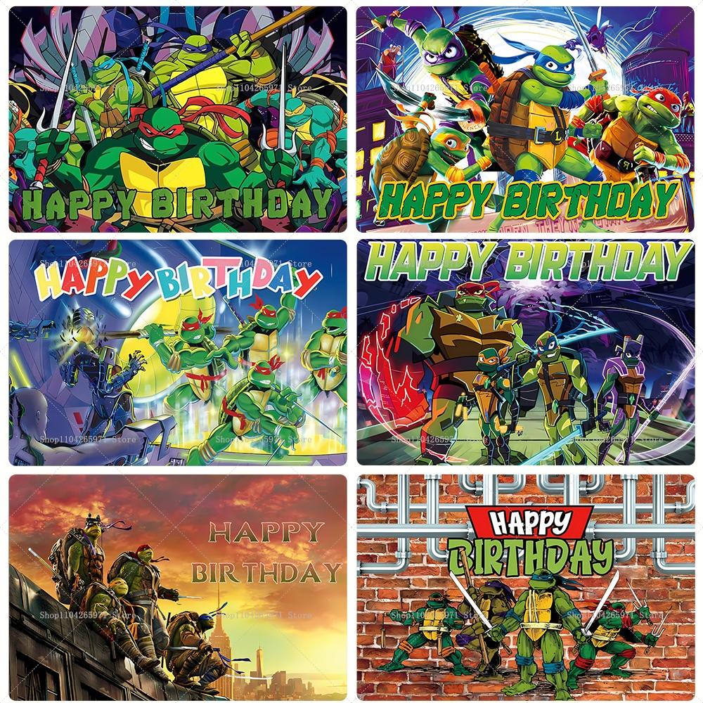 Teenage Mutant Ninja Turtles Backdrop Cartoon Hero Theme Kids Boys Birthday Party Decor Baby Shower Photo Background Props