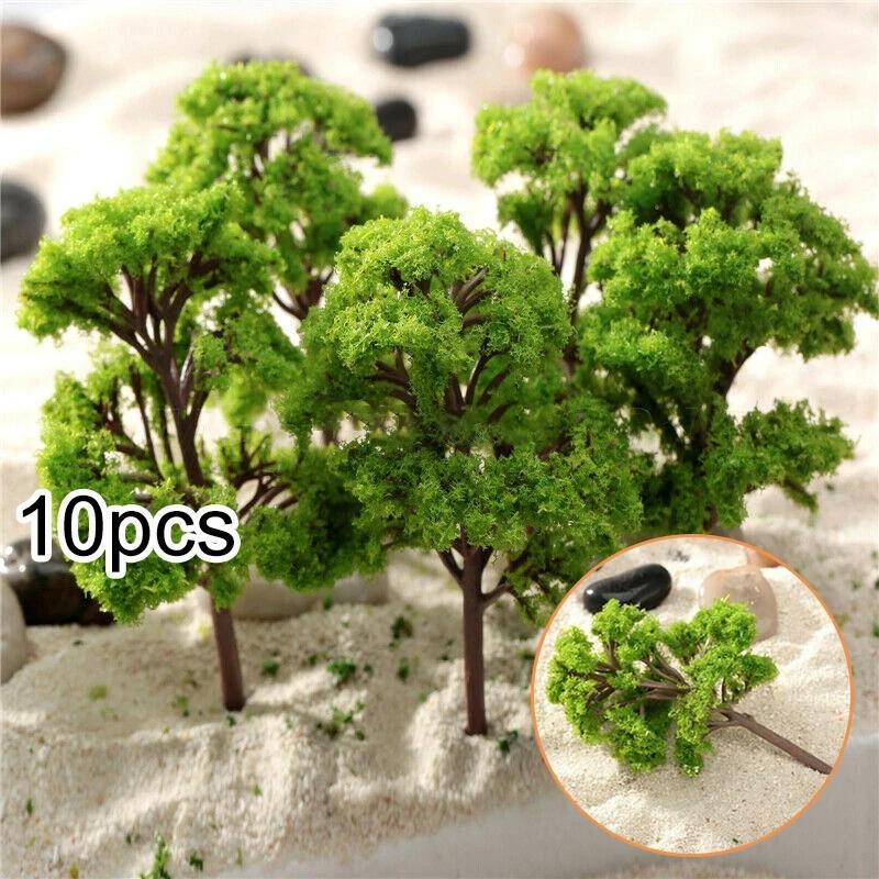 

10pcs Miniature Model Trees 4CM Scale, Plastic Scenery for Diorama Railway, Mini Landscape Decor for Home Office Display