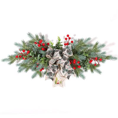 Simulation Christmas Tree Christmas Wreath Rattan Door Hanging Christmas Rattan Horn Wreath Half Ring Wall Hanging Half Tree