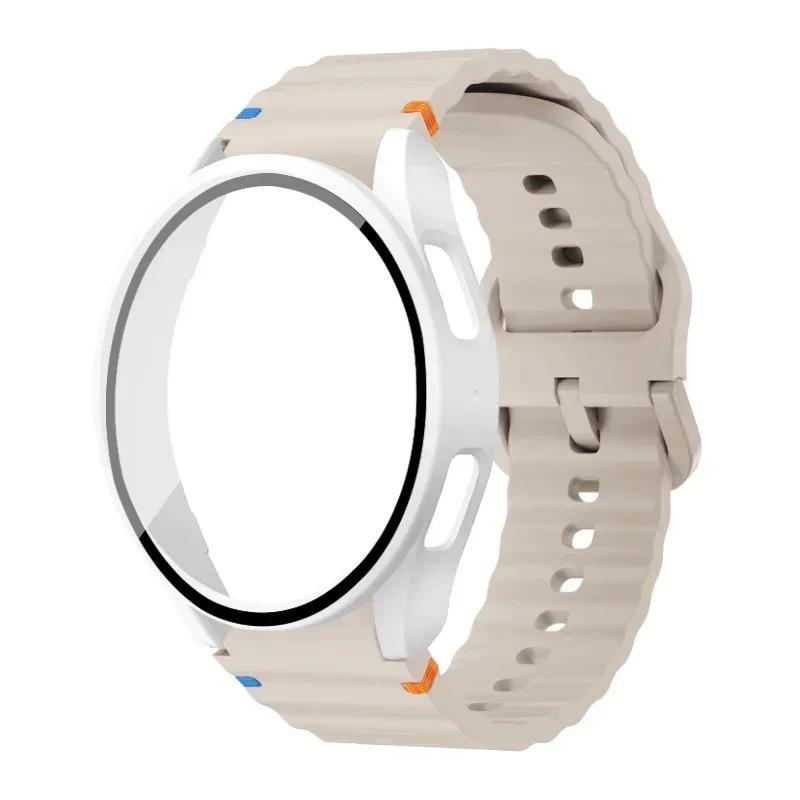 Case+Strap for Samsung Galaxy Watch 7 6 5 4 40mm 44mm Silicone Official Band PC Protector Cover Bumper Accessorie Galaxy Watch 7
