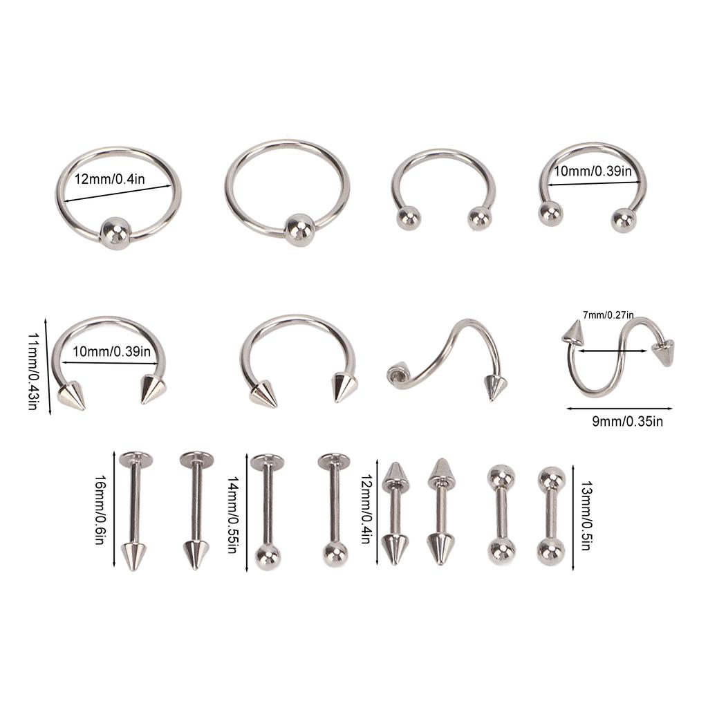 Nose Studs Set Stainless Steel Exquisite Different Shapes Safe Smoothing Polished Surfaces Nose Studs for Women